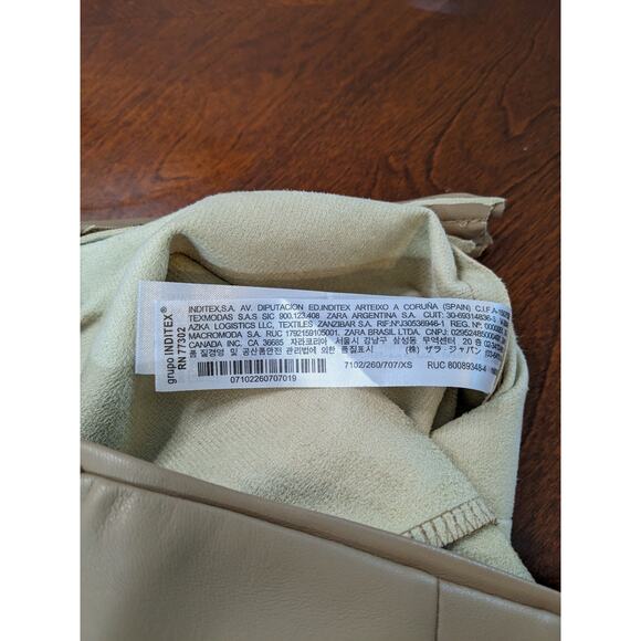 Zara Faux Leather Leggings XS Camel Brown High Waist‎ Zipper Ankle Skinny Career - Picture 9 of 16